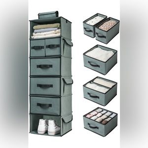SMIRLY 6 Shelf Hanging Closet Organizer with Drawers
